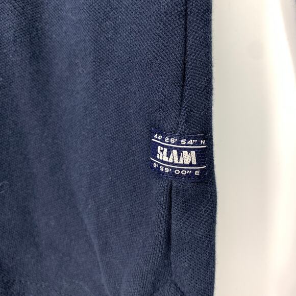 SLAM Long Sleeve Collared Polo Shirt Mens Size Small Navy Blue Cotton Blend - Picture 5 of 7